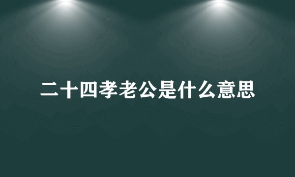 二十四孝老公是什么意思