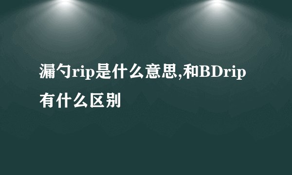漏勺rip是什么意思,和BDrip有什么区别