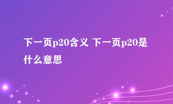 下一页p20含义 下一页p20是什么意思