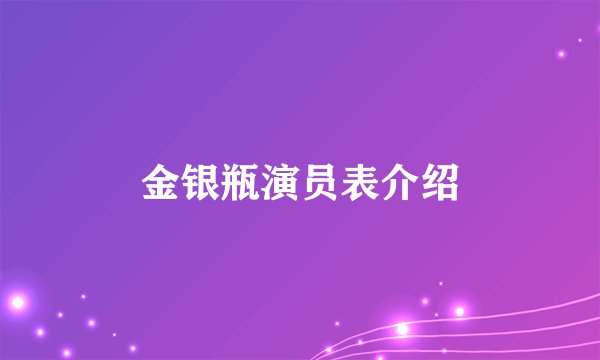 金银瓶演员表介绍