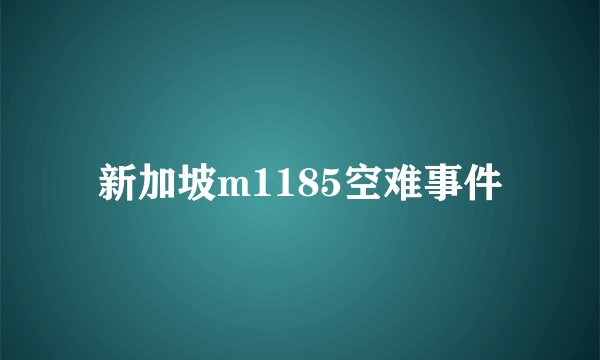 新加坡m1185空难事件