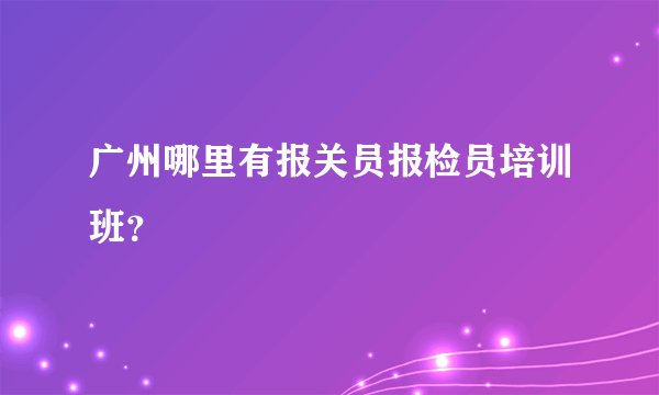 广州哪里有报关员报检员培训班？
