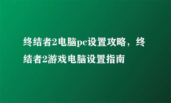 终结者2电脑pc设置攻略，终结者2游戏电脑设置指南
