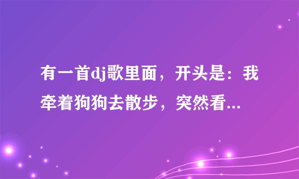 有一首dj歌里面，开头是：我牵着狗狗去散步，突然看见一个美眉…… 这是什么歌曲？