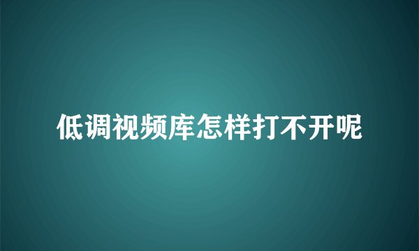低调视频库怎样打不开呢