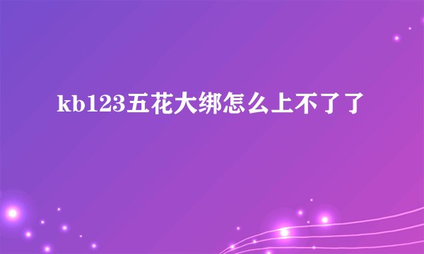 kb123五花大绑怎么上不了了