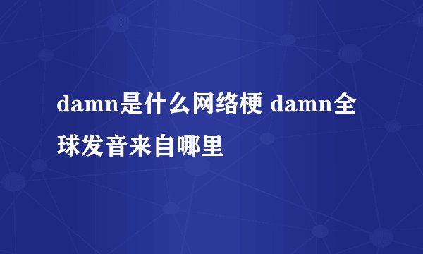 damn是什么网络梗 damn全球发音来自哪里
