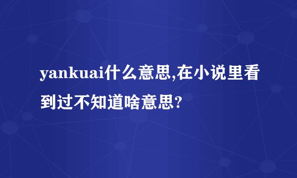 yankuai什么意思,在小说里看到过不知道啥意思?