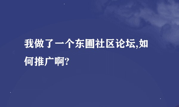 我做了一个东圃社区论坛,如何推广啊?