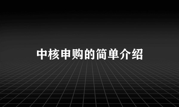 中核申购的简单介绍