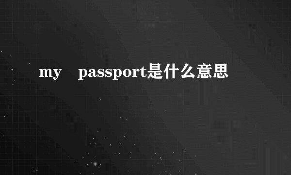 my passport是什么意思