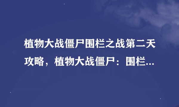 植物大战僵尸围栏之战第二天攻略，植物大战僵尸：围栏战争第二天攻略