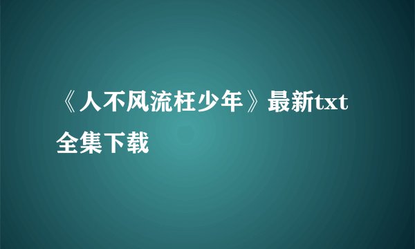 《人不风流枉少年》最新txt全集下载