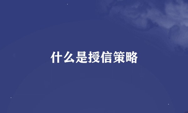 什么是授信策略