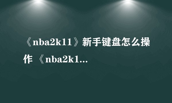 《nba2k11》新手键盘怎么操作 《nba2k11》新手键盘操作攻略