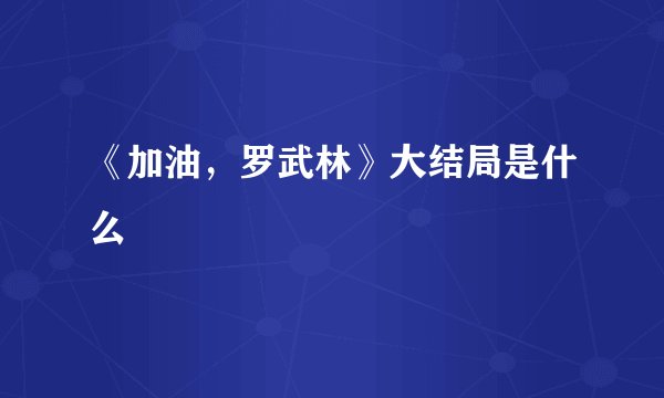 《加油，罗武林》大结局是什么