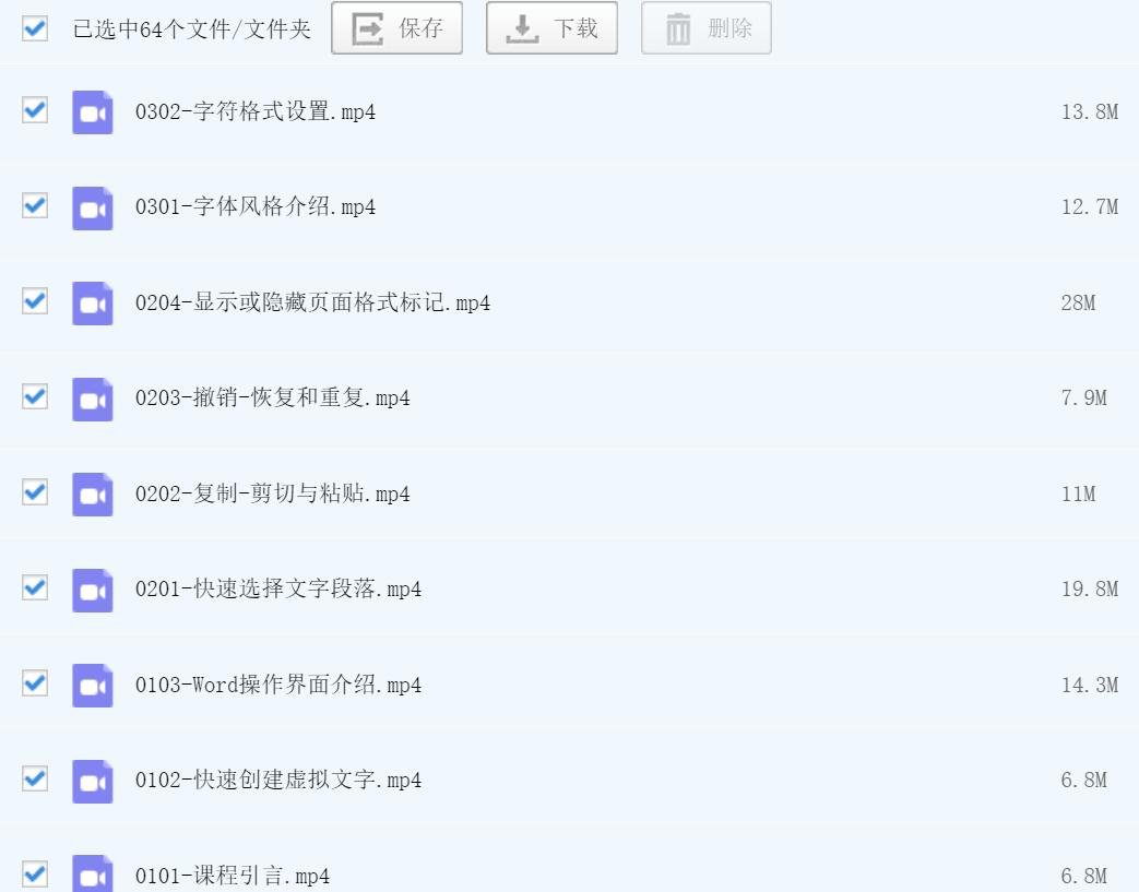 Word2003入门到精通全套视频教程共34讲 1-5讲后面的（要全套）