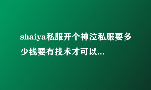 shaiya私服开个神泣私服要多少钱要有技术才可以开吗赚钱吗