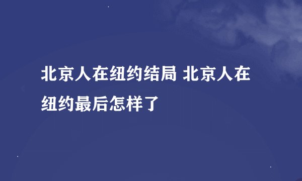 北京人在纽约结局 北京人在纽约最后怎样了