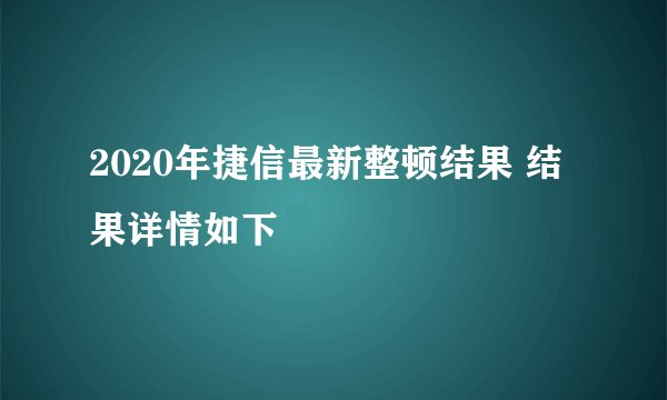 2020年捷信最新整顿结果 结果详情如下