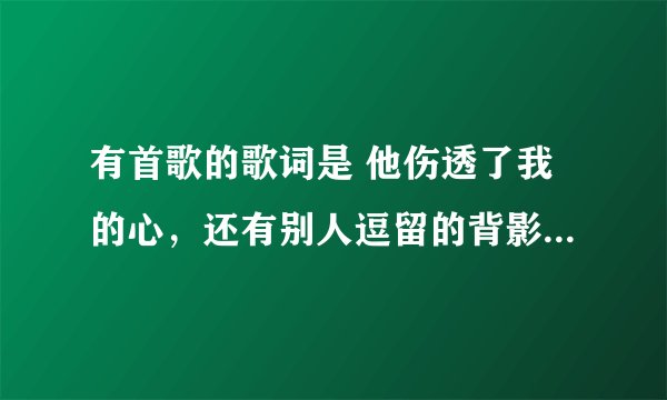 有首歌的歌词是 他伤透了我的心，还有别人逗留的背影 是什么歌啊？