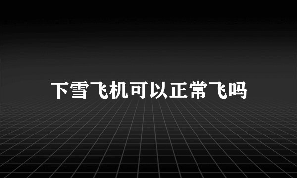 下雪飞机可以正常飞吗