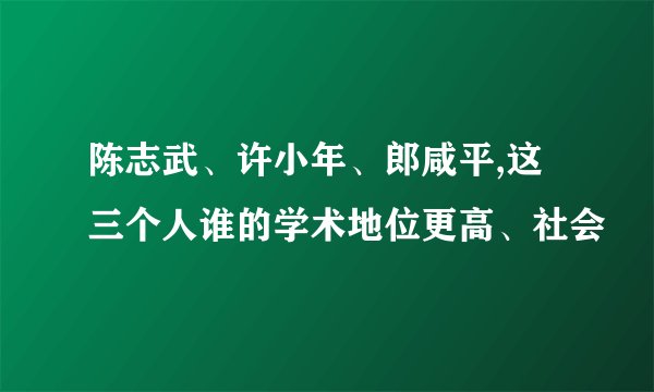 陈志武、许小年、郎咸平,这三个人谁的学术地位更高、社会