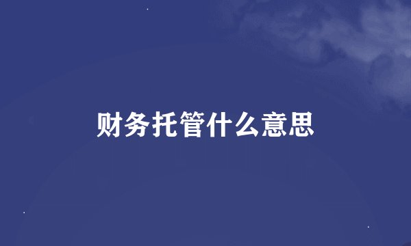 财务托管什么意思