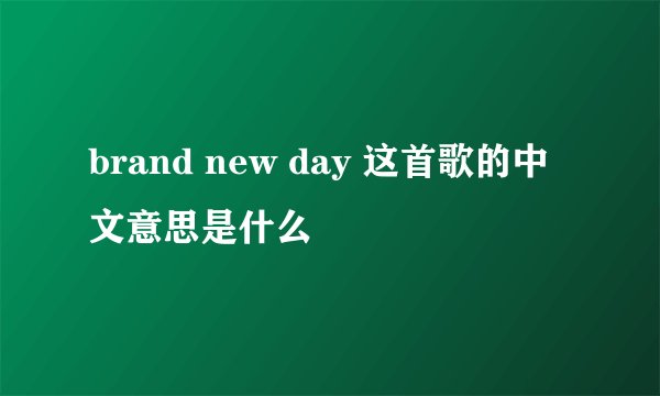 brand new day 这首歌的中文意思是什么