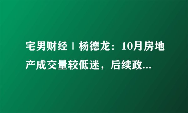 宅男财经｜杨德龙：10月房地产成交量较低迷，后续政策可能“放大招”