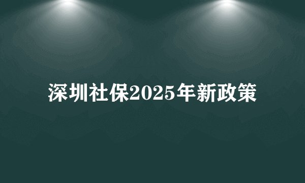 深圳社保2025年新政策