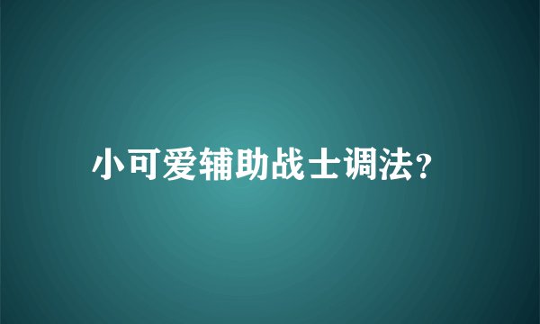 小可爱辅助战士调法？