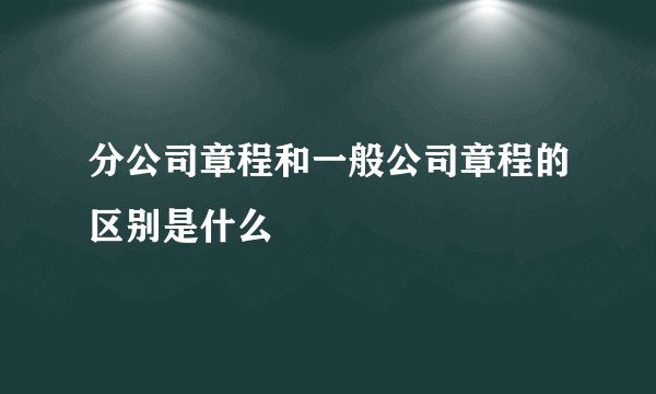 分公司章程和一般公司章程的区别是什么