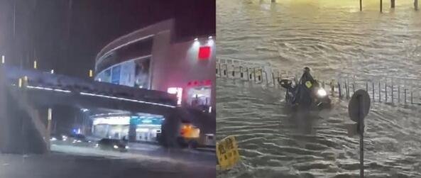 广东暴雨:街头积水市民骑车如渡河 这是咋情况？