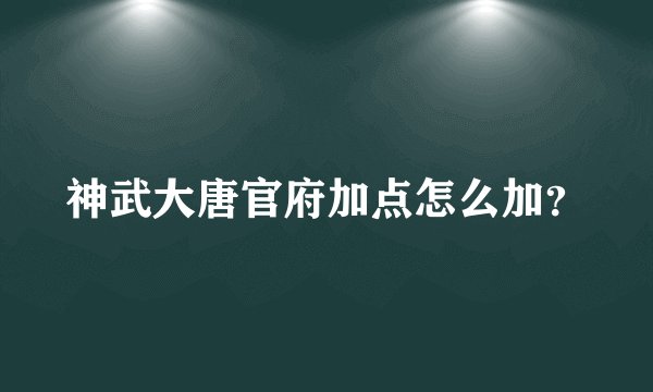 神武大唐官府加点怎么加？