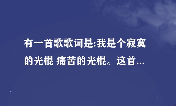 有一首歌歌词是:我是个寂寞的光棍 痛苦的光棍。这首歌是什么