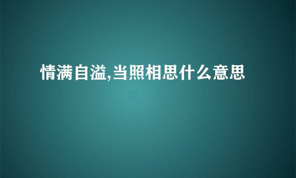 情满自溢,当照相思什么意思