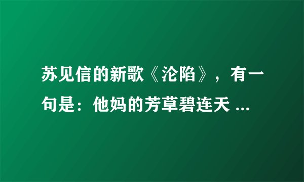 苏见信的新歌《沦陷》，有一句是：他妈的芳草碧连天 小弟我没什么学问不知道是什么意思，求正解....