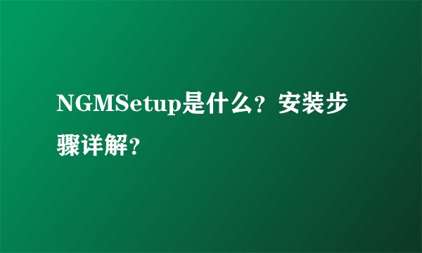 NGMSetup是什么？安装步骤详解？