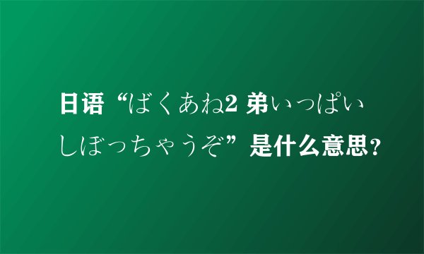 日语“ばくあね2 弟いっぱいしぼっちゃうぞ”是什么意思？