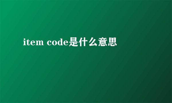 item code是什么意思