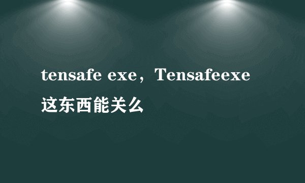 tensafe exe，Tensafeexe这东西能关么