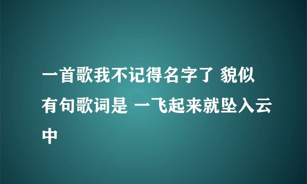 一首歌我不记得名字了 貌似有句歌词是 一飞起来就坠入云中