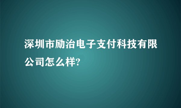 深圳市励治电子支付科技有限公司怎么样?
