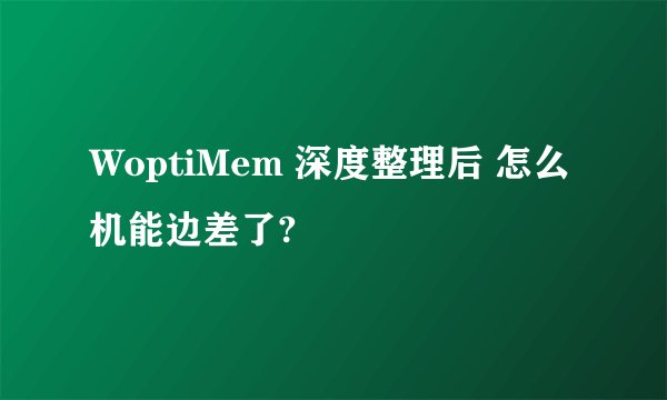 WoptiMem 深度整理后 怎么机能边差了?