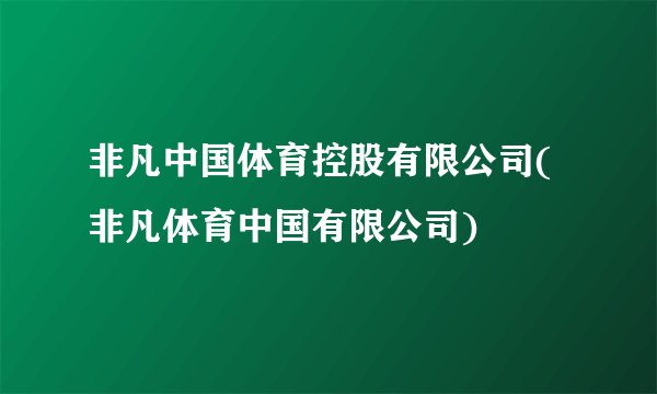 非凡中国体育控股有限公司(非凡体育中国有限公司)