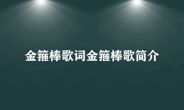 金箍棒歌词金箍棒歌简介