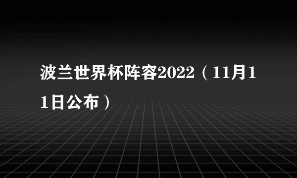 波兰世界杯阵容2022（11月11日公布）