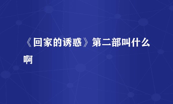 《回家的诱惑》第二部叫什么啊