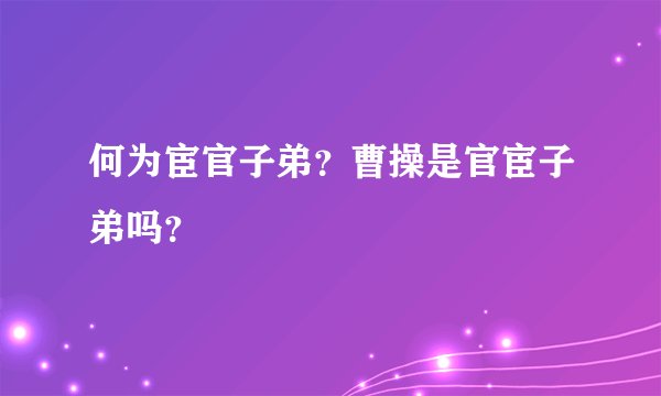何为宦官子弟？曹操是官宦子弟吗？